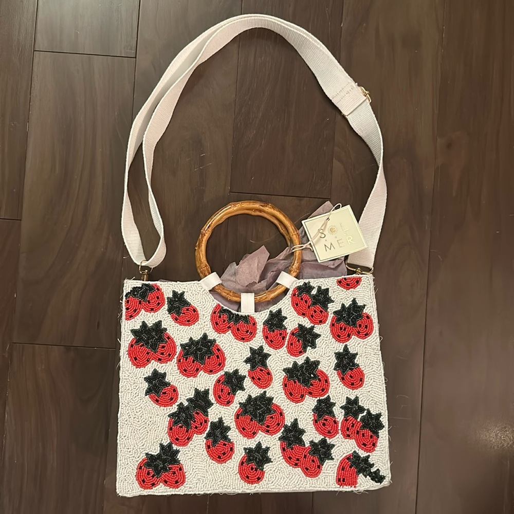 Viral beaded White and Red Strawberry Beaded Bag as seen on TikTok NWT